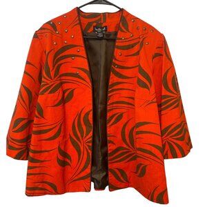 Ivy Chic Womens 2X Orange & Brown Jacket With Stud Accents 100% Cotton Shell Pol